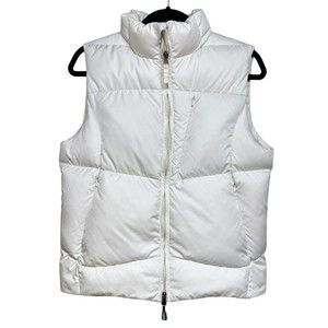 Vintage Ralph Lauren Down Puffer Vest Blue Label Zip Pockets Cream Women’s M